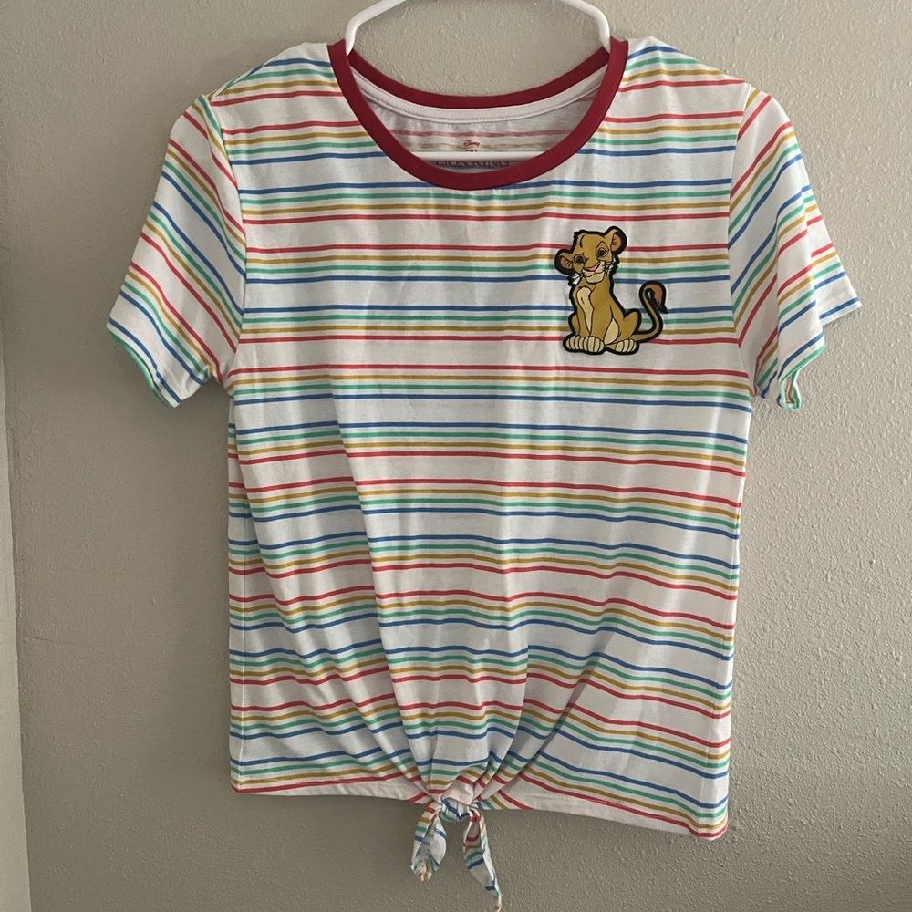 Disney Rainbow Striped Tee with Lion Cub